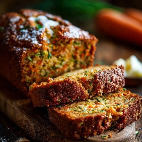 A slice of carrot bread on a wooden table.