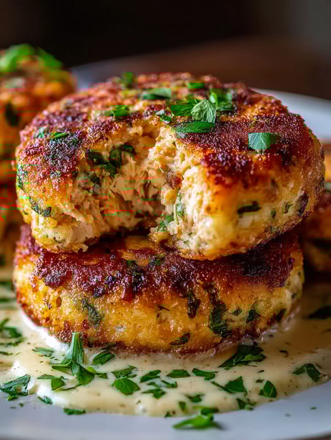 Crispy and cheesy tuna melt patties.