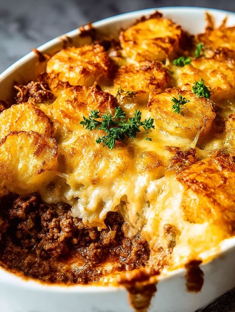 A bowl of food with a green herb on top.