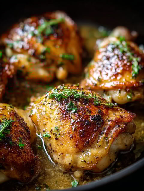 A delicious meal of chicken with herbs and spices.